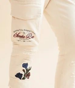 Sale Jeans|Bottoms | Smoke Rise® Slim Taper Stretch Cargo Jean Ecru