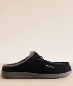 Shoes | HEYDUDE™ Slip Warmth Leather Slipper Black Smoke Grey