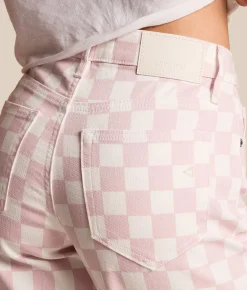 Jeans|Bottoms | HIDDEN Sloane Dad Checker Print Stretch Jean Barely Pink