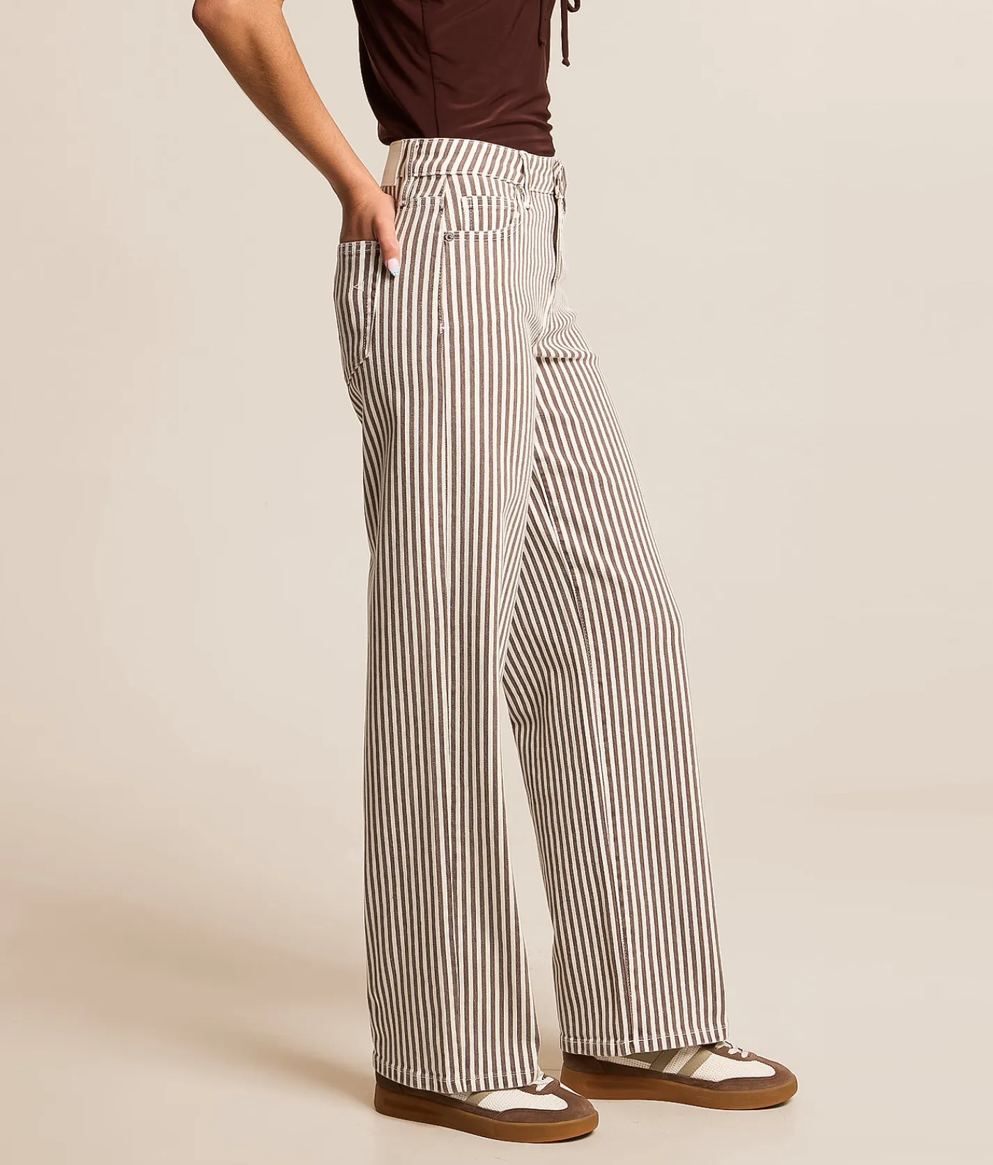 HIDDEN Sloane Dad Striped Stretch Jean Brown Stripe Best