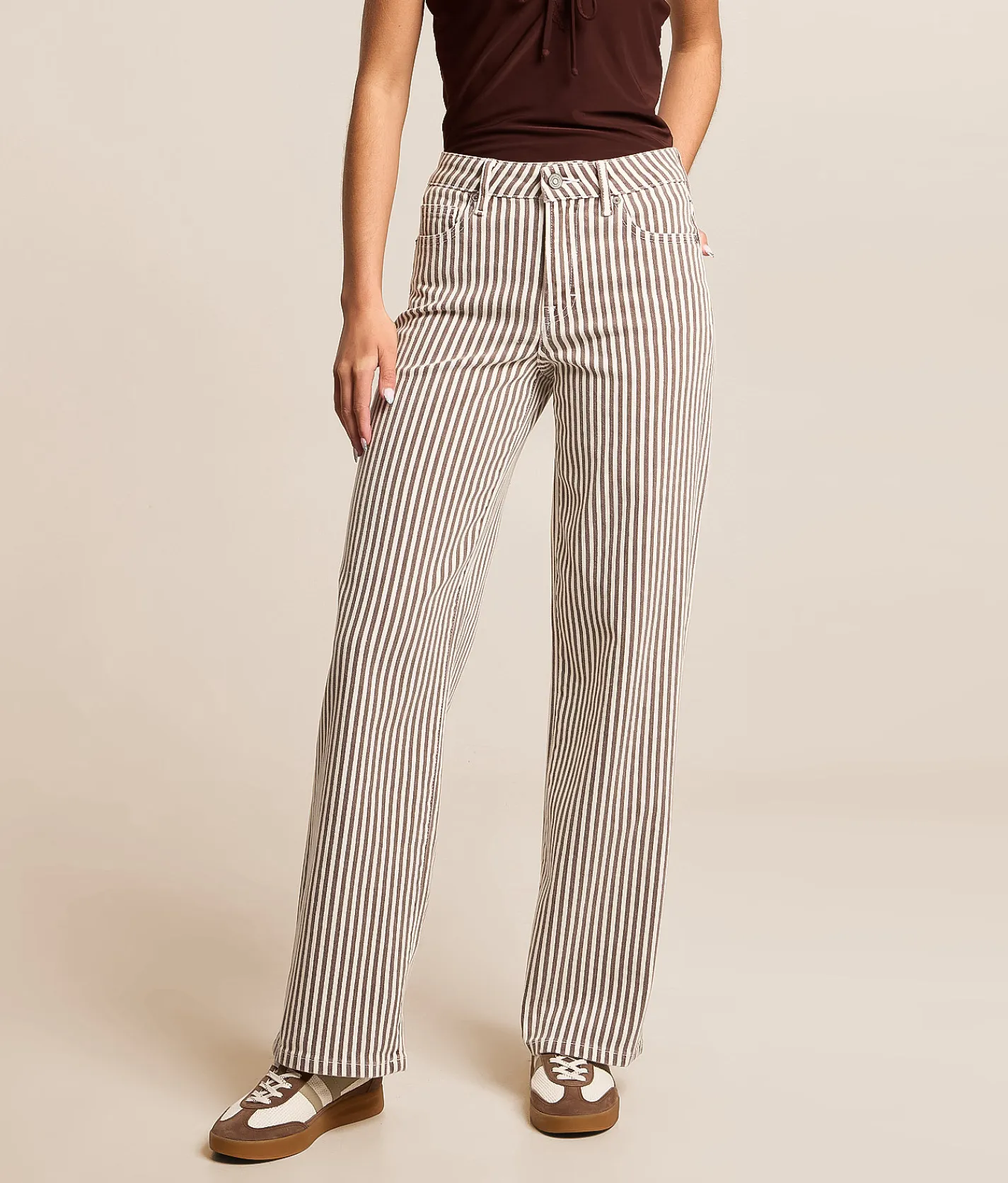 HIDDEN Sloane Dad Striped Stretch Jean Brown Stripe Best