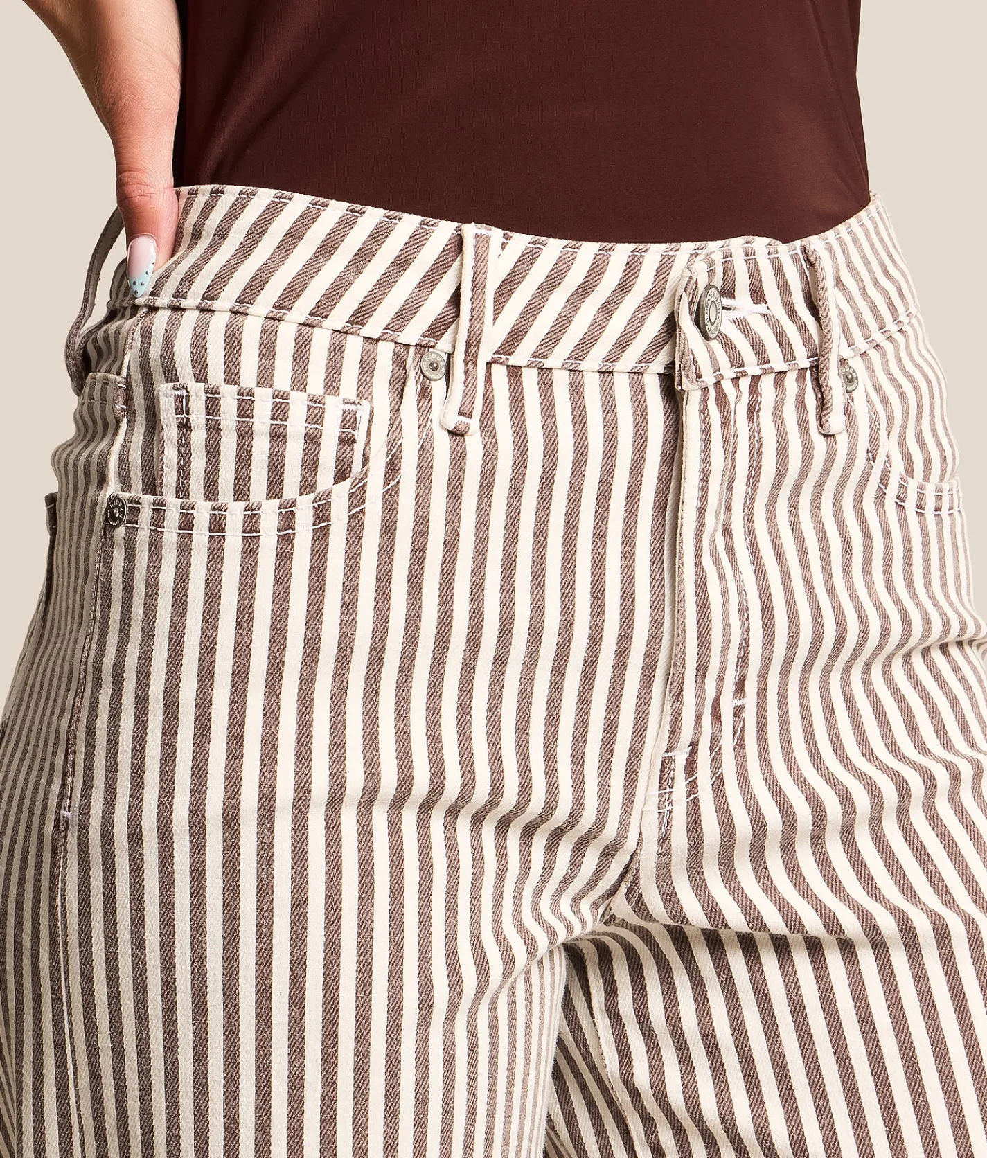 HIDDEN Sloane Dad Striped Stretch Jean Brown Stripe Best