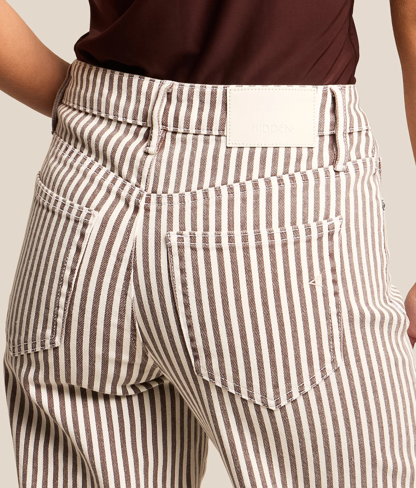 HIDDEN Sloane Dad Striped Stretch Jean Brown Stripe Best
