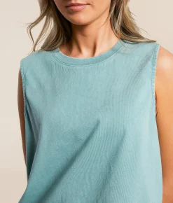 Z Supply Sloane Jersey Cropped Muscle Tank Top Sea Pine Hot