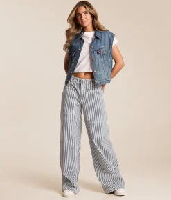 HIDDEN Sloane Striped Wide Leg Pant Navy Stripe Best