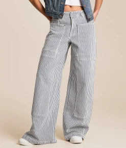 HIDDEN Sloane Striped Wide Leg Pant Navy Stripe Best