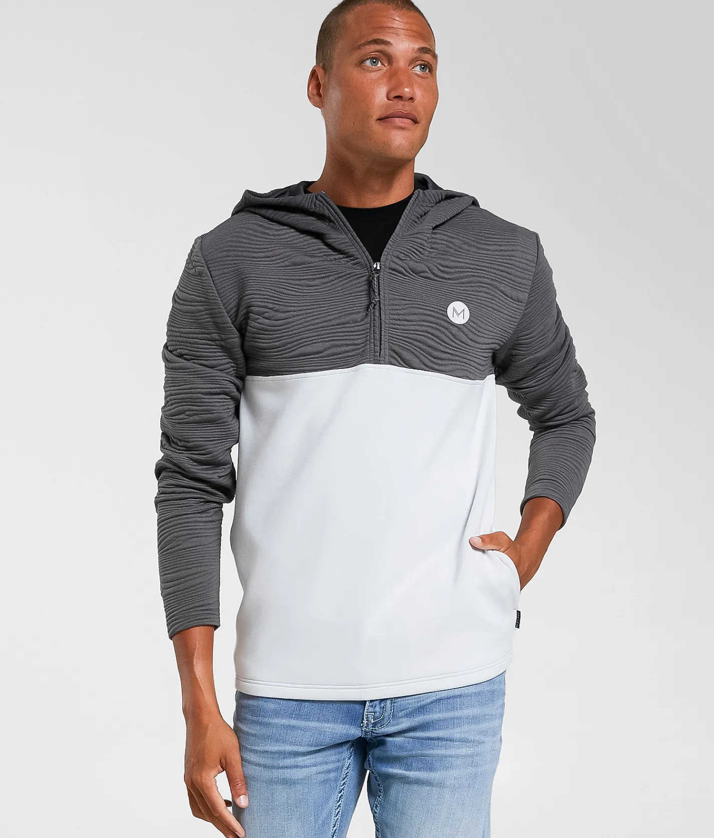 Tops | Maven Co-op Slope Quarter Zip Hoodie Charcoal Oyster