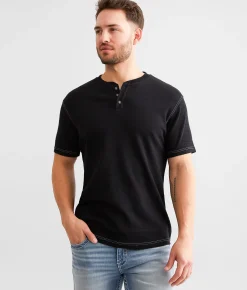 BKE Slub Knit Henley White Clearance