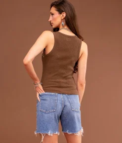 Sterling & Stitch Small Town Smokeshow Tank Top Washed Brown Hot