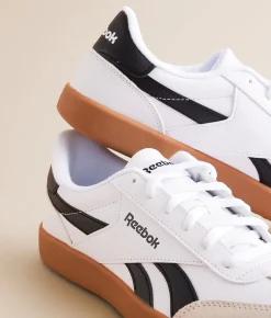 Reebok® Smash Edge Leather Sneaker Black White Gum Hot