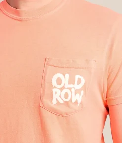 Old Row Smiley Face 2.0 T-Shirt Neon Red Orange Clearance