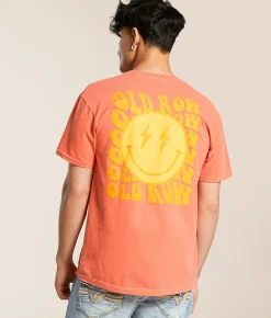 Graphic T-Shirts | Old Row Smiley Pocket T-Shirt Bright Salmon