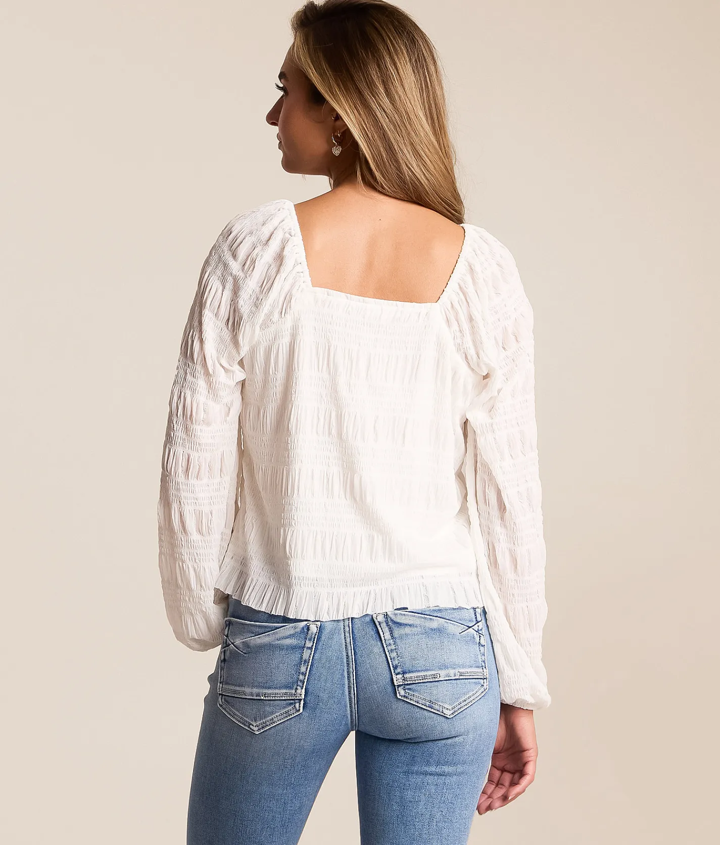 Willow & Root Smocked Blouse White New