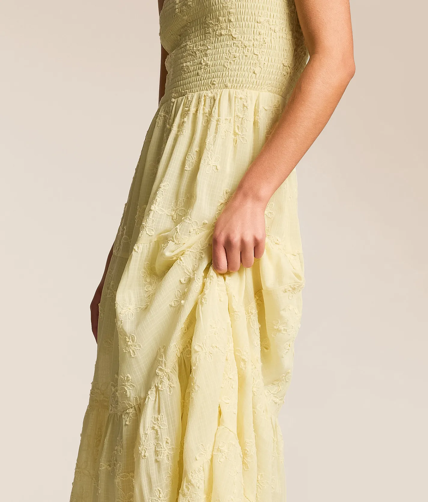 Dresses | Willow & Root Smocked Midi Dress Pale Yellow