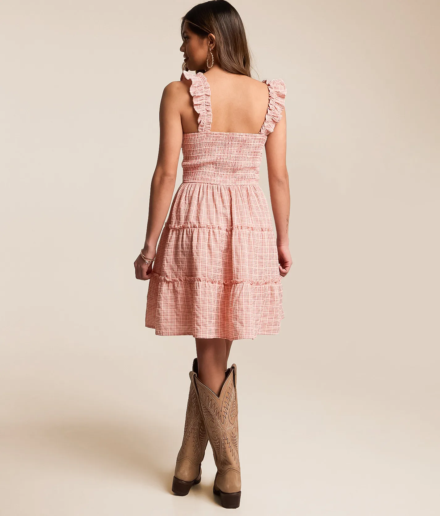 Dresses | Willow & Root Smocked Plaid Dress Clay Pink