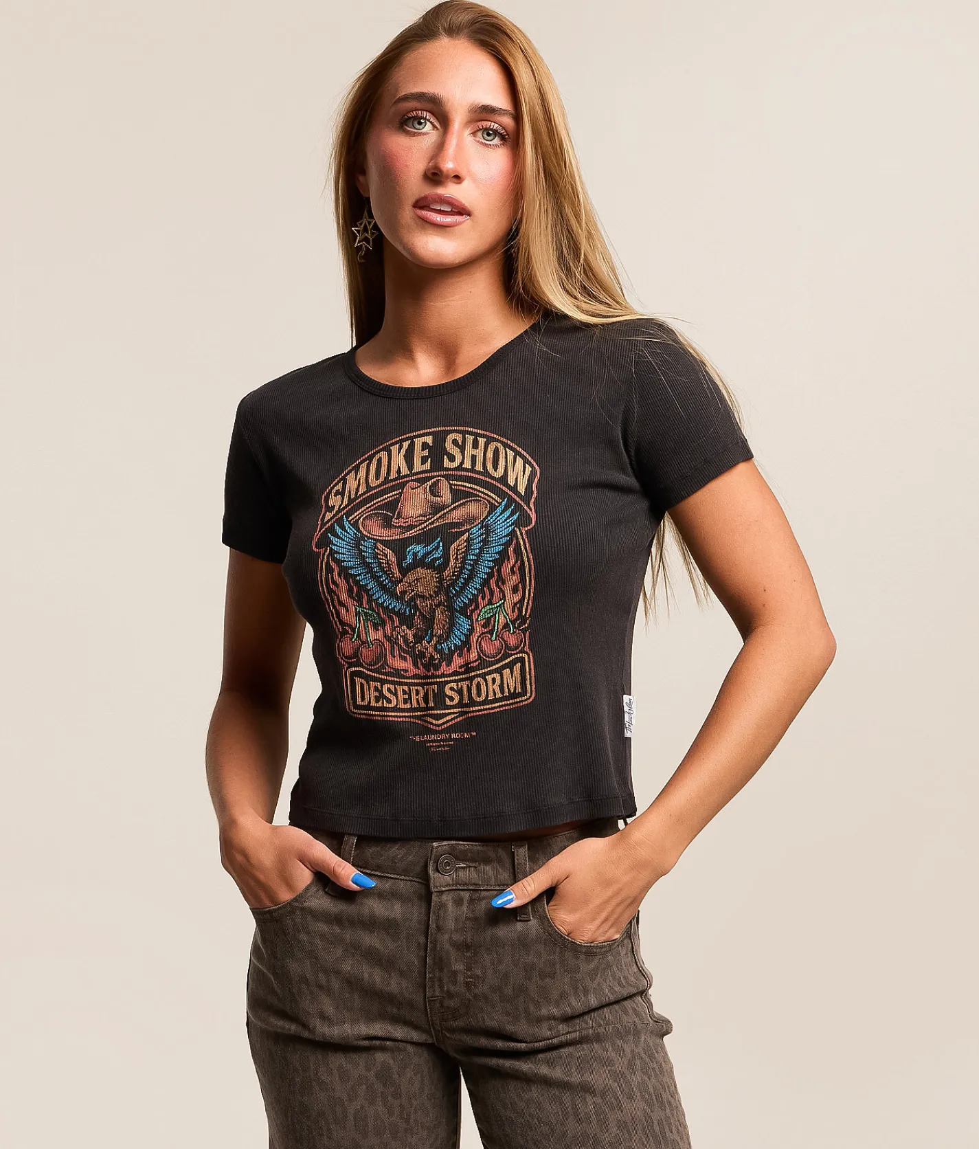 Tops | The Laundry Room™ Smoke Show Eagle Crest T-Shirt Black Snow