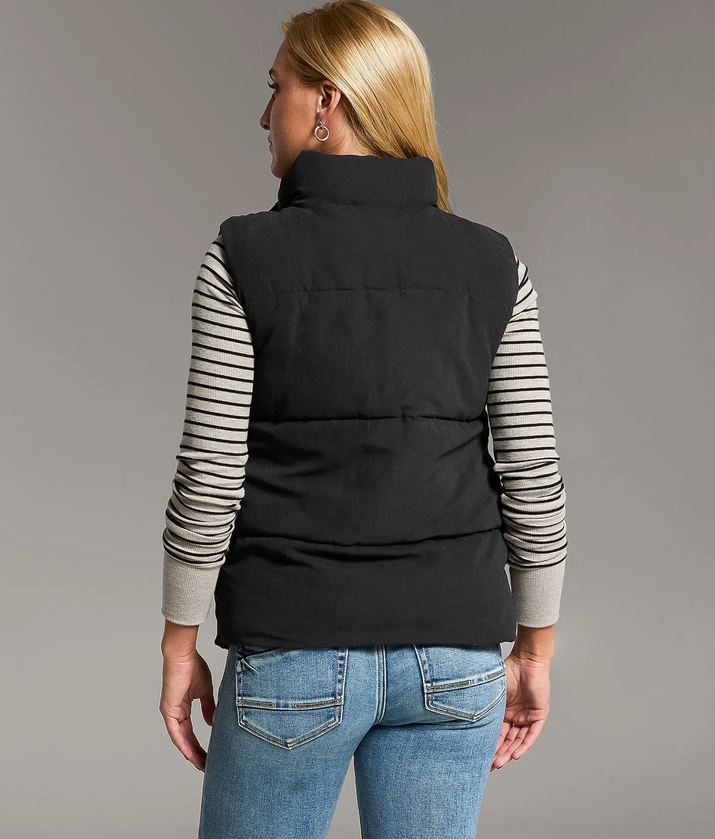 Tops|Coats & Jackets | BKE Snap Down Puffer Vest Black