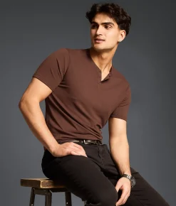 Tops | Outpost Makers Snap Henley Burgundy