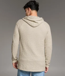 BKE Snap Henley Hoodie Cream Discount