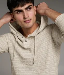 BKE Snap Henley Hoodie Cream Discount