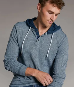 BKE Snap Henley Hoodie Legion Blue Sale
