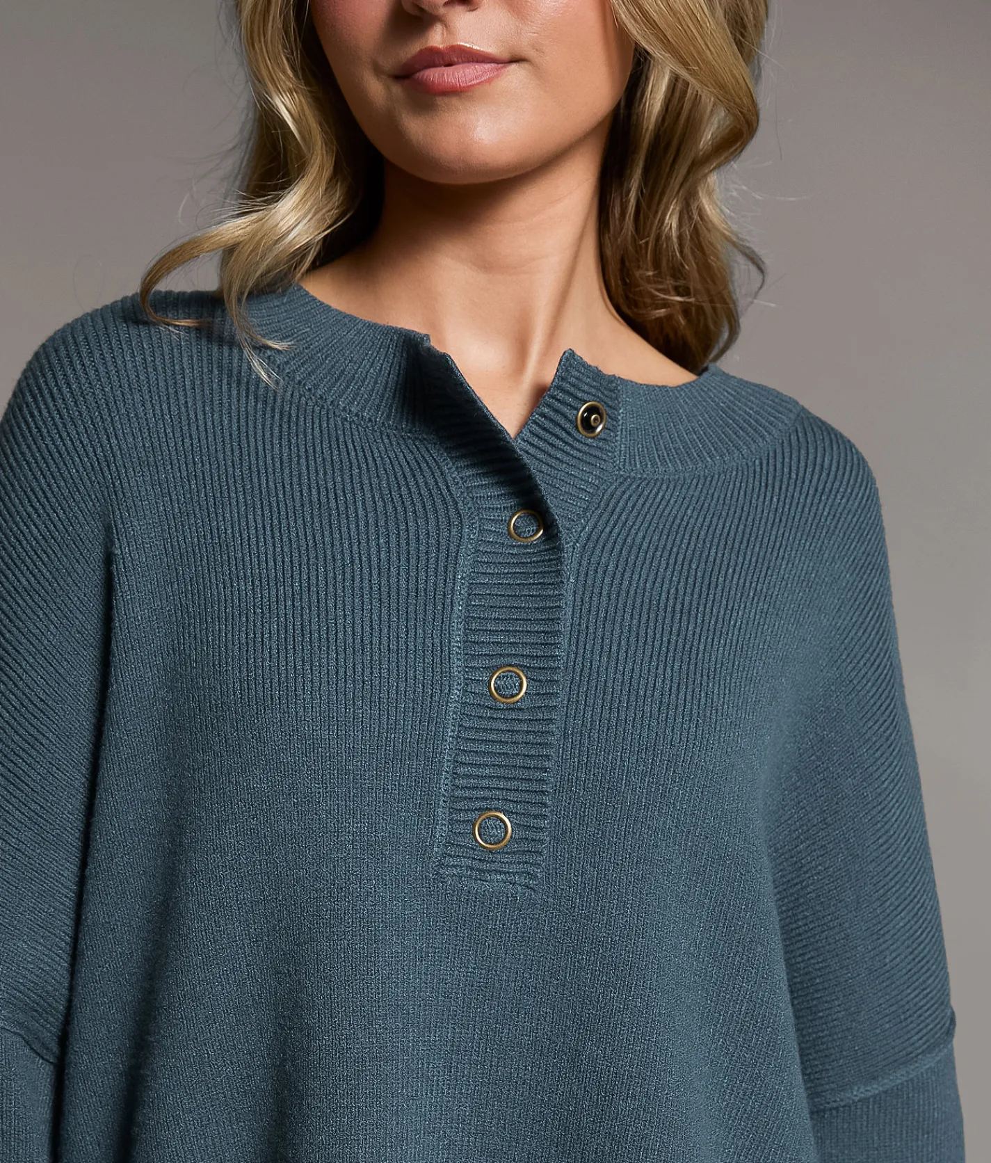 Tops | BKE Snap Henley Sweater Dark Slate