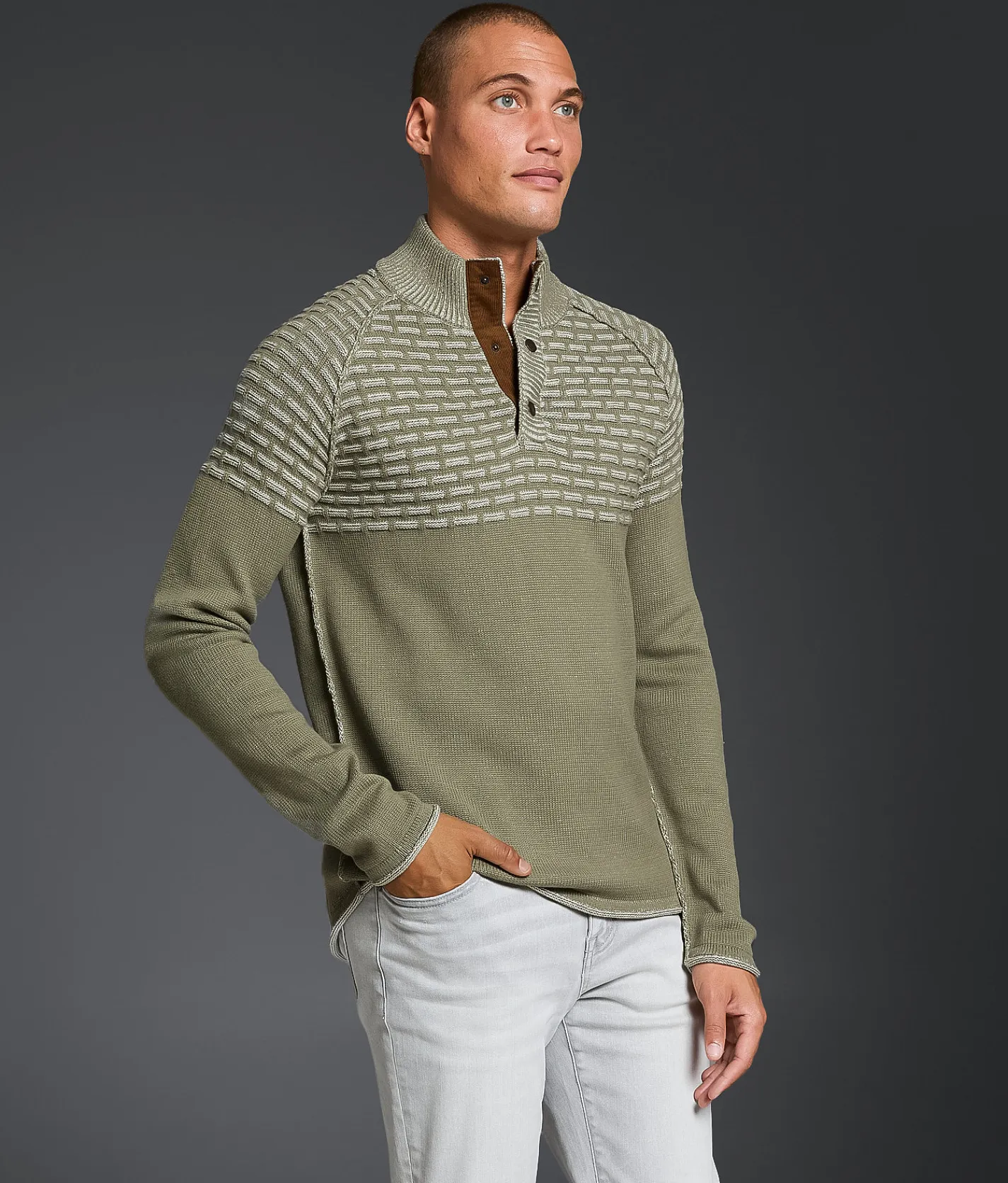 Tops | Outpost Makers Snap Henley Sweater Vetiver