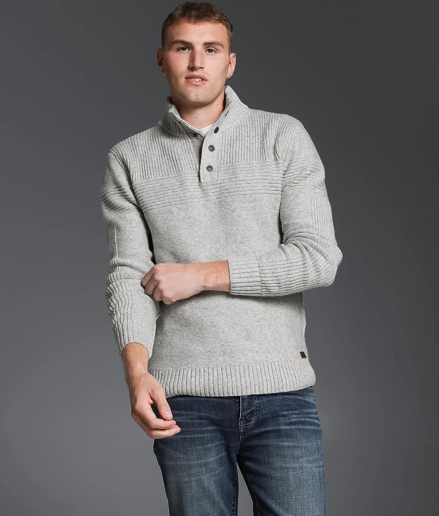 Outpost Makers Snap Henley Sweater Grey Combo Best
