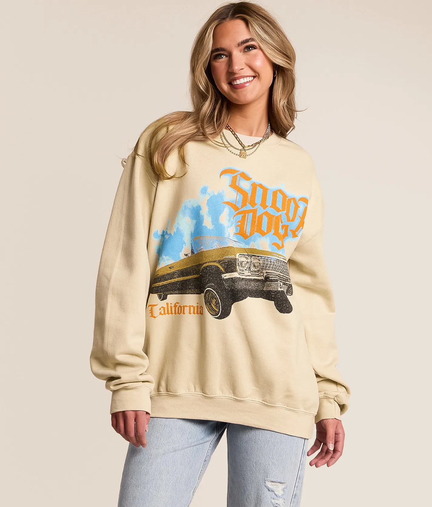 Tops | Bravado Snoop Dogg Band Oversized Pullover Natural