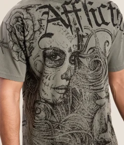 Affliction Solemn Requiem T-Shirt Mulled Basil Pigment Dye New