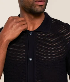 Tops | Eight X Solid Open Weave Shirt Black