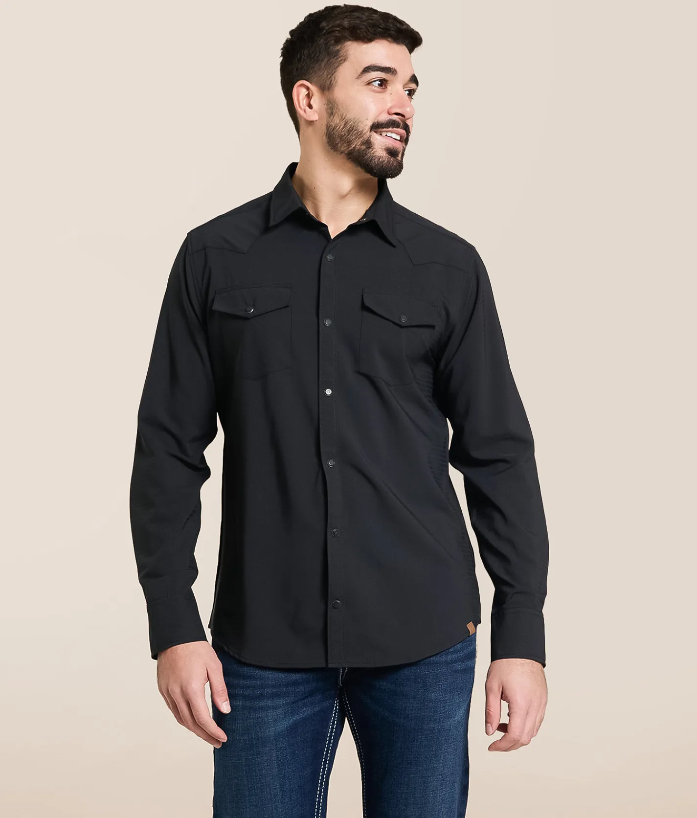 Tops | Gentry County Solid Standard Shirt Black