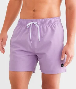 Bottoms|Swimwear | Maven Co-op Solid Stretch Swim Trunks Lavender