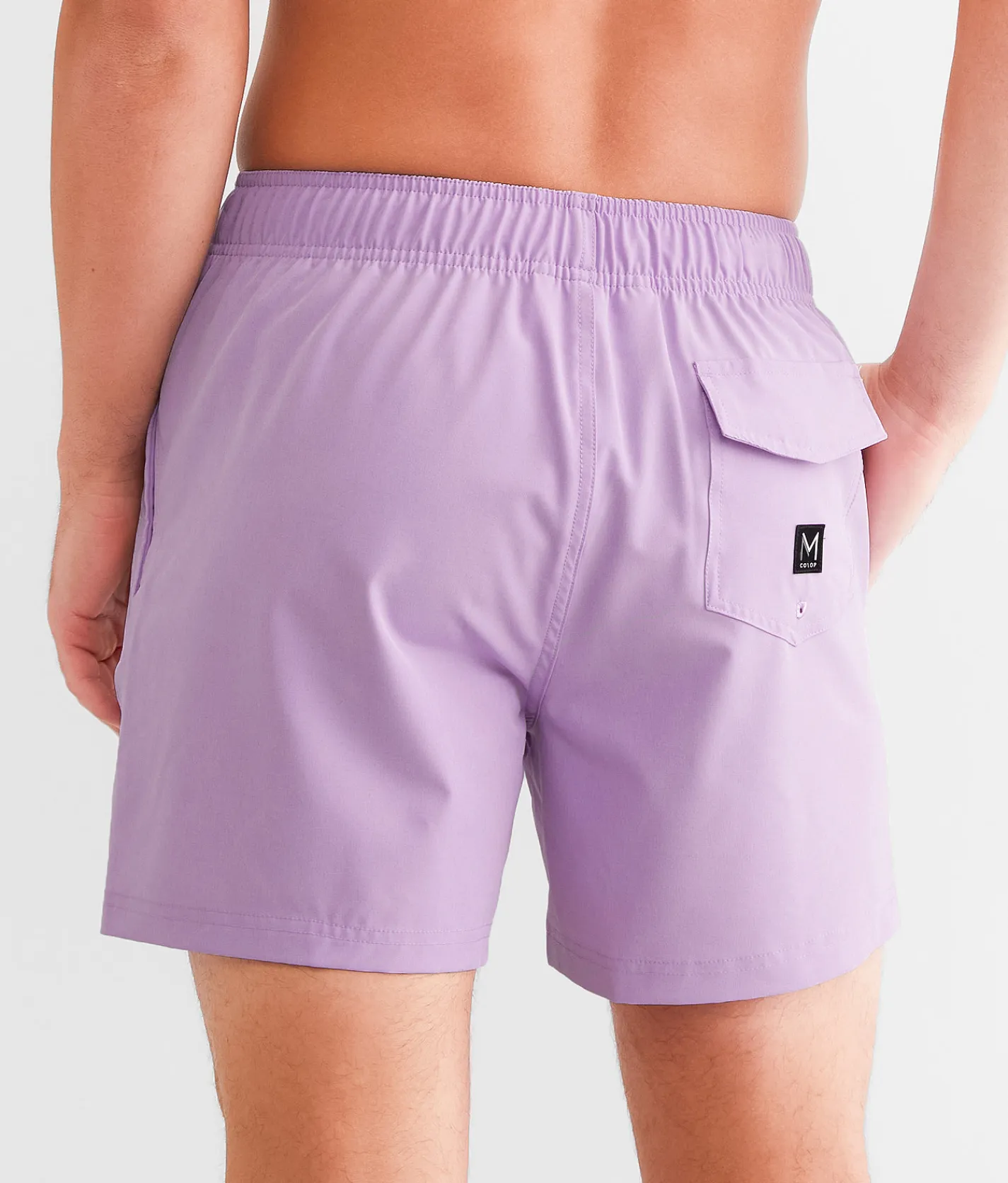 Bottoms|Swimwear | Maven Co-op Solid Stretch Swim Trunks Lavender