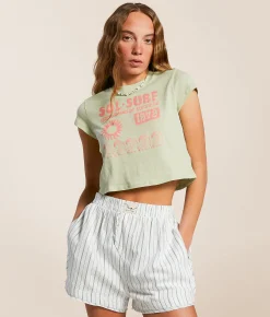 Billabong Sol Surf Cropped T-Shirt Pistachio