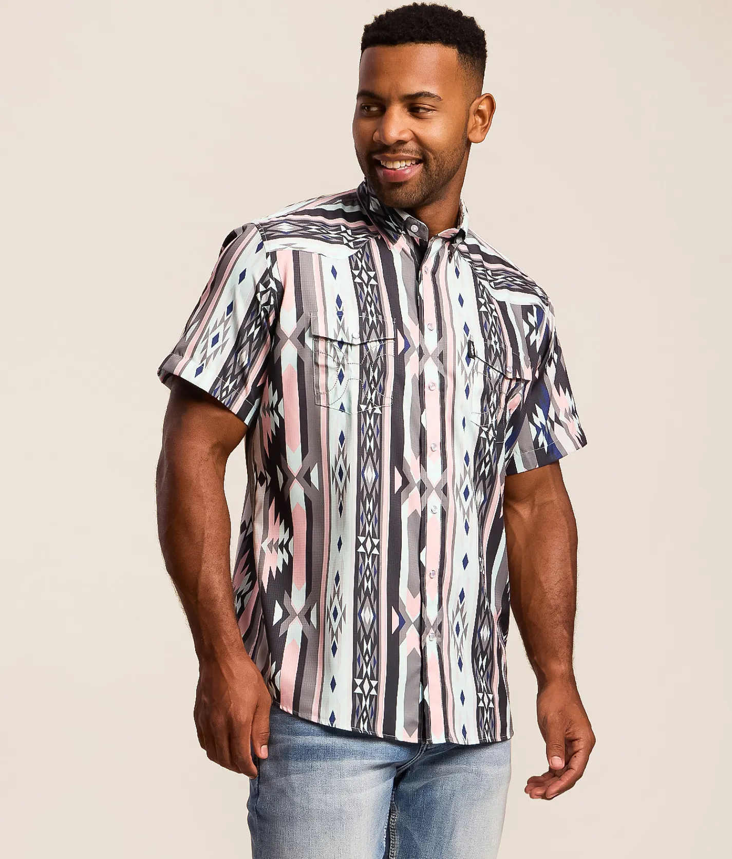 Hooey Sol Western Performance Shirt Pink Aztec Sale