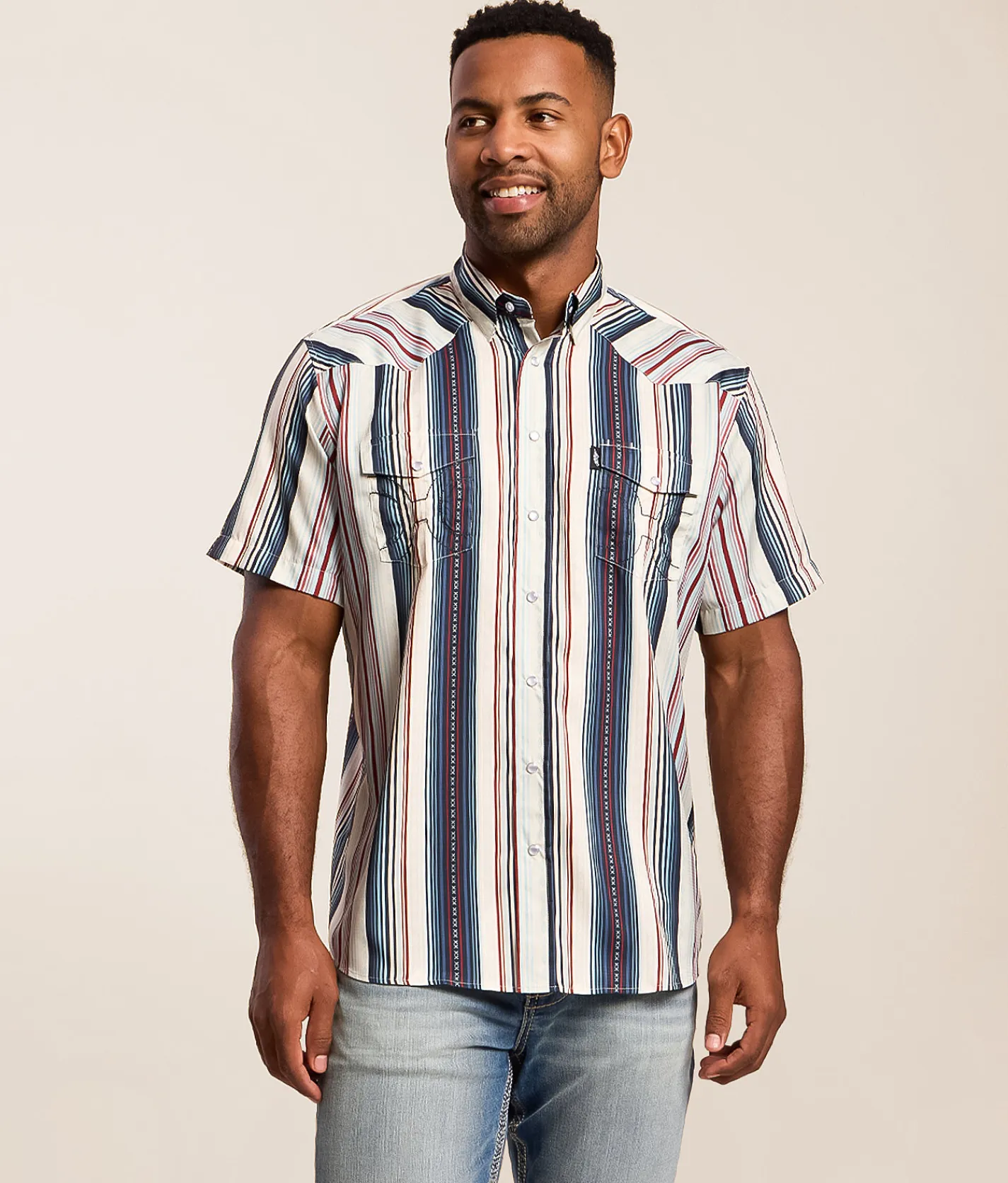 Tops | Hooey Sol Western Performance Shirt Navy Stripe