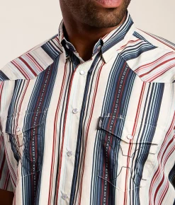 Tops | Hooey Sol Western Performance Shirt Navy Stripe