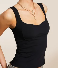 Free People Somewhere Sometime Tank Top Black Discount