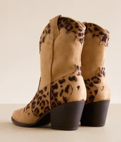 Shoes | Mia Sonni Leopard Western Ankle Boot Tan Leopard