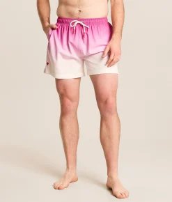 Bottoms|Swimwear | Sunset x Vine Sonny Dip Dye Stretch Swim Trunks Pink