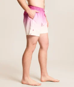 Bottoms|Swimwear | Sunset x Vine Sonny Dip Dye Stretch Swim Trunks Pink