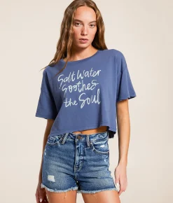 Tops | Salt Life Soothes The Soul Cropped T-Shirt Indigo