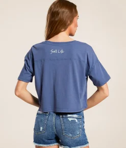 Tops | Salt Life Soothes The Soul Cropped T-Shirt Indigo