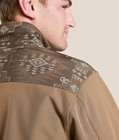 Gentry County Southwestern Color Block Softshell Jacket Shitake Discount