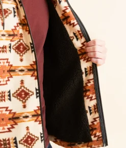 Departwest Southwestern Fleece Hooded Shacket Oatmeal
