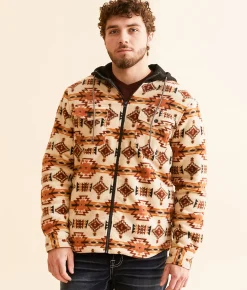 Departwest Southwestern Fleece Hooded Shacket Oatmeal