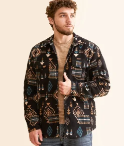 Departwest Southwestern Fleece Shacket Black Best