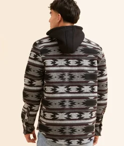 Departwest Southwestern Hooded Shacket Grey Best
