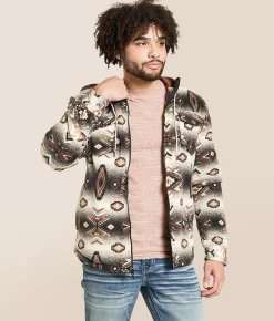 Departwest Southwestern Hooded Shacket Cream Hot